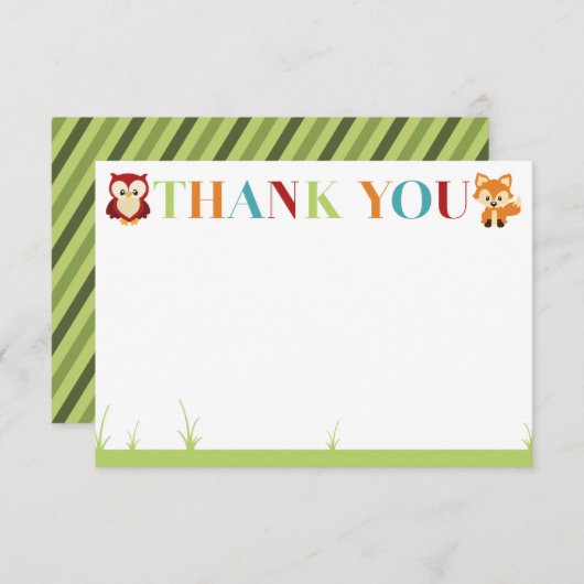 樹木が茂ったベビーシャワーのサンキューカード ノートカード (正面/裏面)