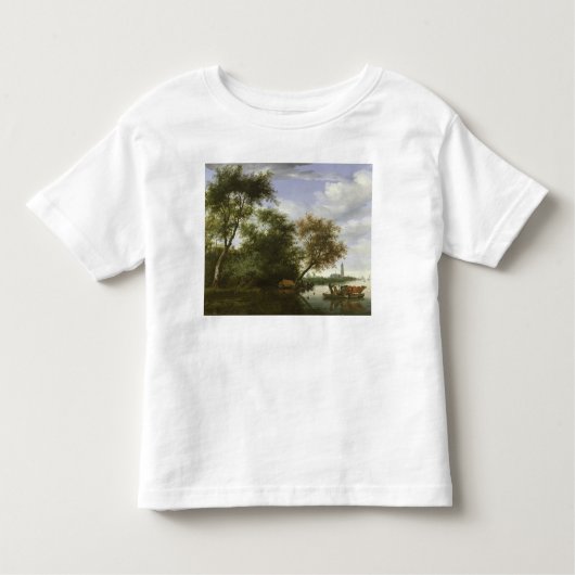 樹木が茂った川の景色 トドラーTシャツ (正面)