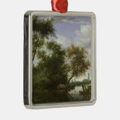 樹木が茂った川の景色 メタルオーナメント (右)