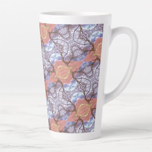 樹木とフィールドのパターン カフェラテマグ (右)