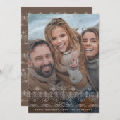 樹木と山々を描いた冬の風景の線画(写真あり) シーズンカード (正面/裏面)