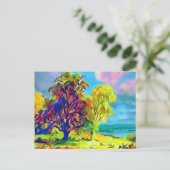 樹木と羊の風景 ポストカード (スタンド正面)