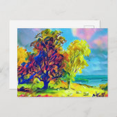 樹木と羊の風景 ポストカード (正面/裏面)