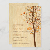 樹木に愛の鳥 - 秋 招待状 (正面/裏面)