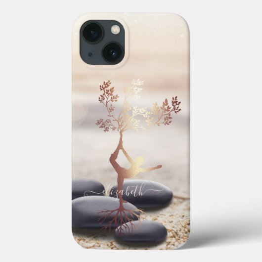 樹木のシルエットと女性の静寂ストーン Case-Mate iPhoneケース (裏面)