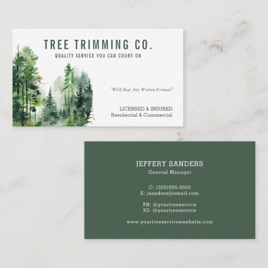 樹木のトリミング名刺 名刺 (正面/裏面)