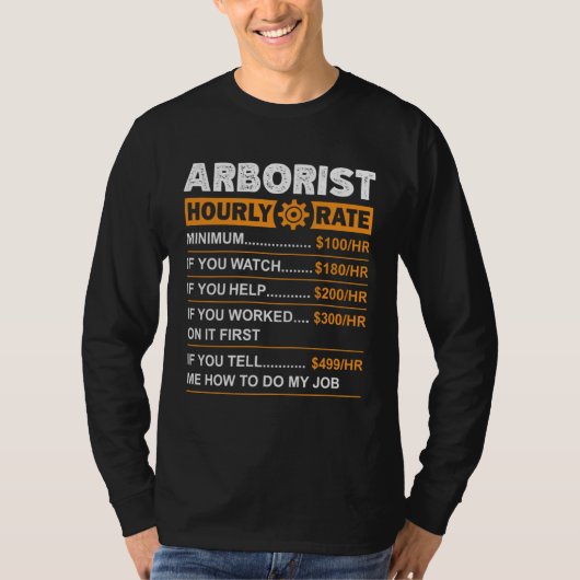 樹木の伐採作業員の時給 労働賃金 ジョークTシャツ Tシャツ (正面)