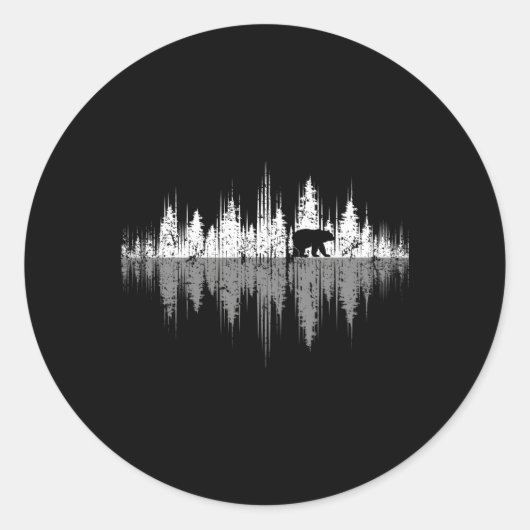 樹木の反射ワイルドライフ自然動物ベアアウトド ラウンドシール (正面)