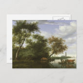 樹木の茂った川の風景 ポストカード (正面/裏面)