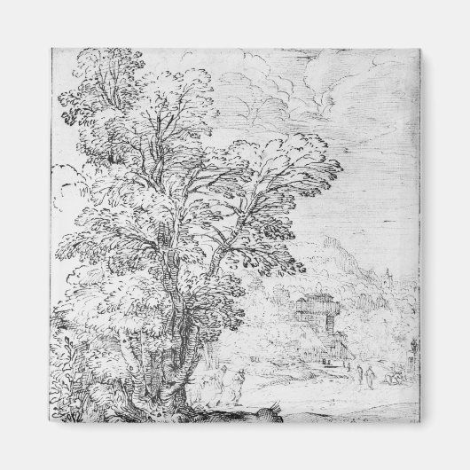 樹木の茂った風景 マグネット (正面)