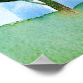 樹木の風景の水色 ポスター (角)