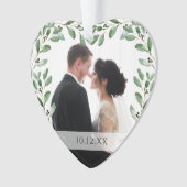 樹木フレーム |特別な日付と2枚の写真 オーナメント (正面)