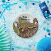 樹木リクライニングリス誕生日 ペーパープレート (パーティー)