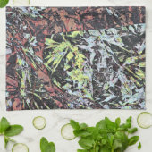 樹木付きフローラ花模様のデジタルアート キッチンタオル (折り畳み)