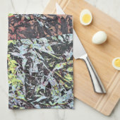 樹木付きフローラ花模様のデジタルアート キッチンタオル (四つ折り)