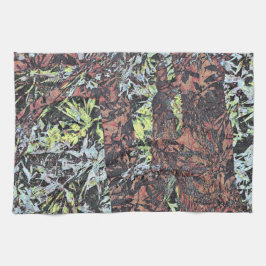 樹木付きフローラ花模様のデジタルアート キッチンタオル