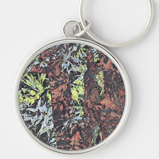 樹木付きフローラ花模様のデジタルアート キーホルダー (正面)