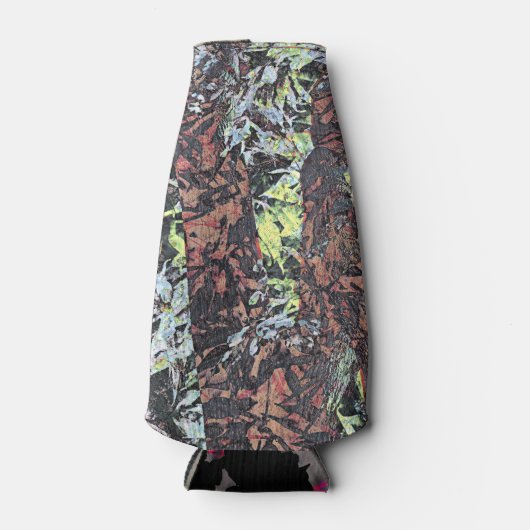 樹木付きフローラ花模様のデジタルアート ボトルクーラー (正面)