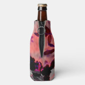 樹木付きフローラ花模様のデジタルアート ボトルクーラー (ボトル裏面)