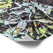 樹木付きフローラ花模様のデジタルアート ポスター (角)