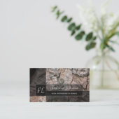 樹木樹木表面素朴長方形モノグラム 名刺 (スタンド正面)