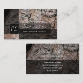 樹木樹木表面素朴長方形モノグラム 名刺 (正面/裏面)