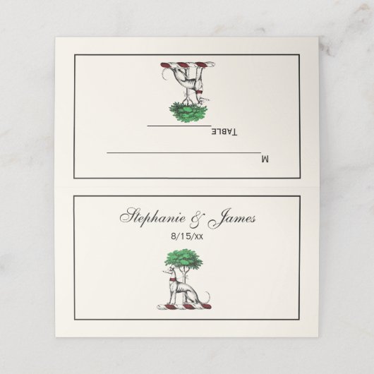 樹木紋章を持つグレイハウンドウィペット プレイスカード (外部開封)