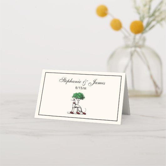 樹木紋章を持つグレイハウンドウィペット プレイスカード (正面)