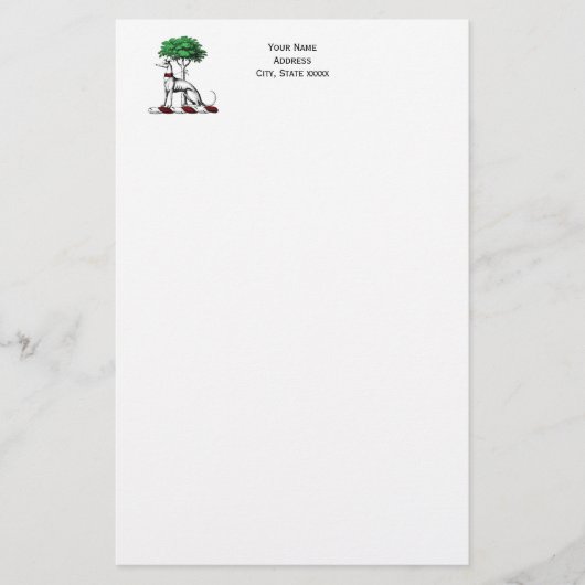 樹木紋章を持つグレイハウンドウィペット 便箋 (正面)