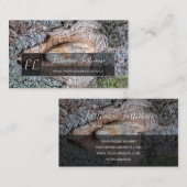 樹木表面オーガニック灰色長方形モノグラム 名刺 (正面/裏面)