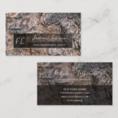 樹木表面素朴灰色長方形モノグラム 名刺 (正面/裏面)