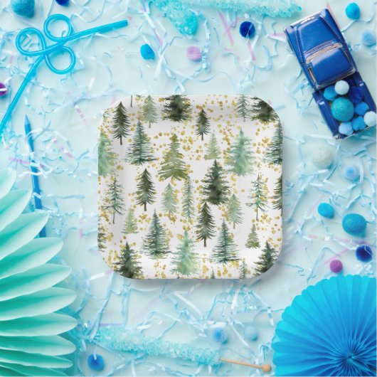 樹木金ゴールドグリッター紙プレート ペーパープレート (パーティー)