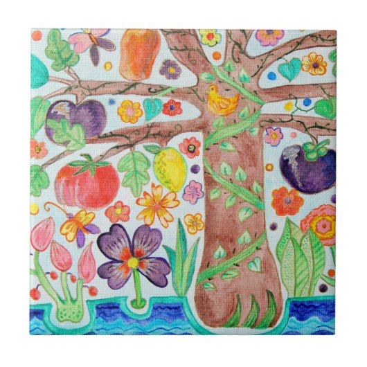 樹木陶磁器タイル タイル (正面)