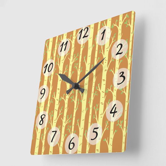 樹木 スクエア壁時計 (傾斜)
