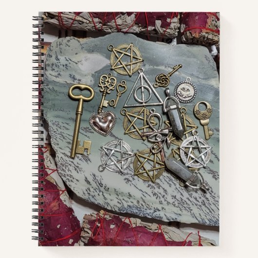 樹状突起オパールとバラセージ手帳の星形五角形 ノートブック (正面)