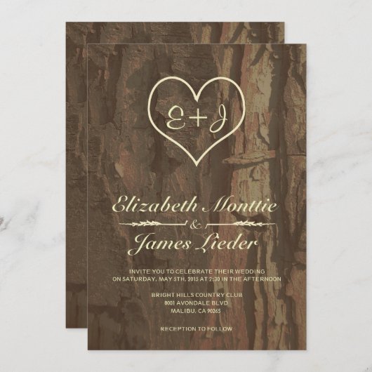 樹皮の結婚式招待状 招待状 (正面/裏面)