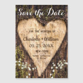 樹皮ハートの結婚式・Save The Date磁気カード (正面)