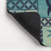 樹皮布の青のハワイの岩石彫刻の戦士のマウスパッド マウスパッド (コーナー)