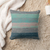 樹皮木灰色ストライプのターコイズ クッション (ブランケット)