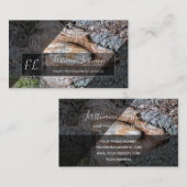 樹皮木表面グレー三角形モノグラムブ 名刺 (正面/裏面)