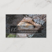 樹皮木表面グレー三角形モノグラムブ 名刺 (正面)