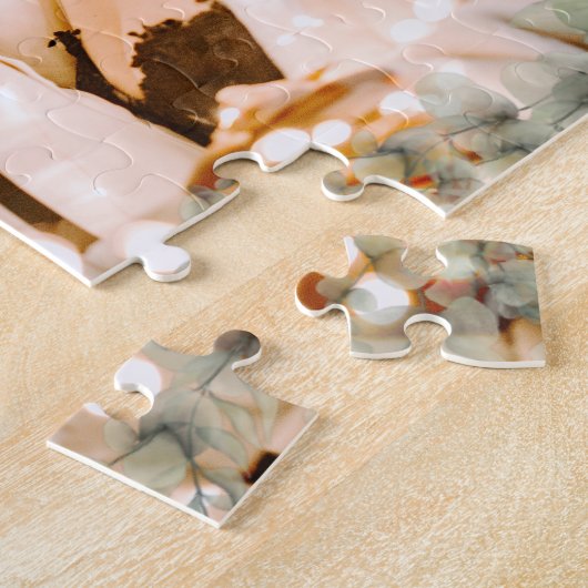 樹皮素朴木材ハートユーカリ緑 ジグソーパズル (側面)