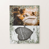 樹皮素朴木材ハートユーカリ緑 ジグソーパズル (縦)