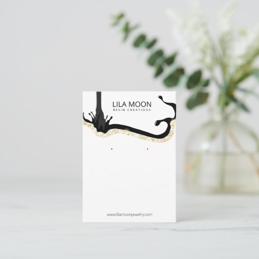 樹脂をテーマにしたイヤリングカード 名刺 (スタンド正面)