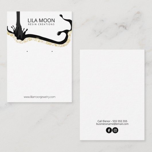 樹脂をテーマにしたイヤリングカード 名刺 (正面/裏面)