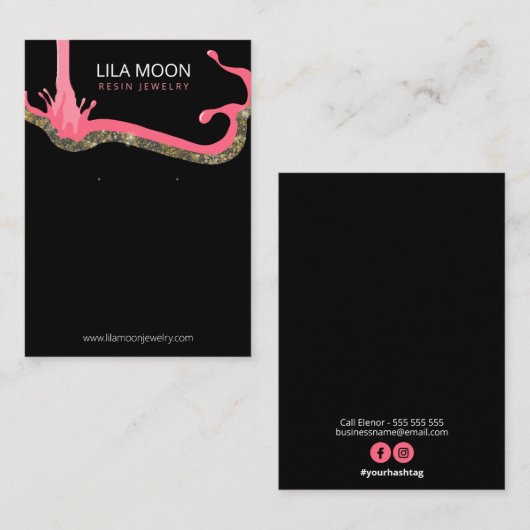 樹脂製イヤリングの包装方法 名刺 (正面/裏面)