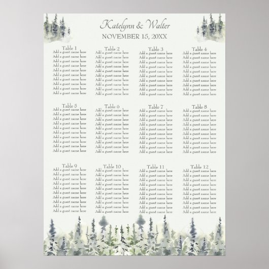 樹高の木材の水色の常緑樹結婚の木 ポスター (正面)