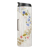 樹齢の木材モノグラムお洒落花 タンブラー (回転右)