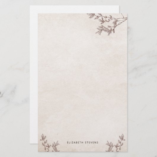 樹齢パーソナライズされた素朴紙文房具 便箋 (正面/裏面)