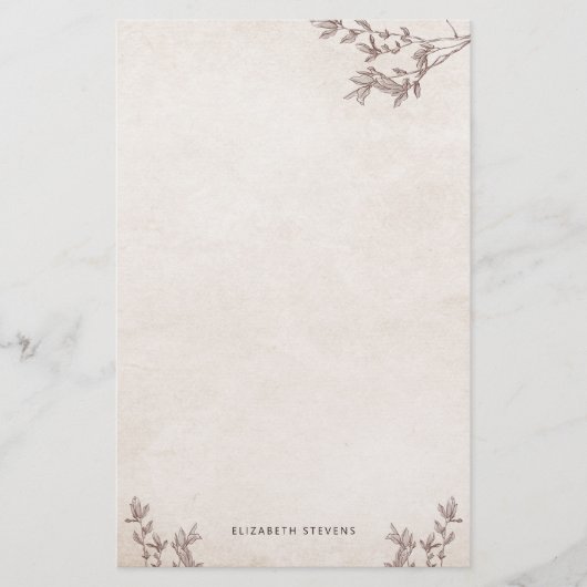 樹齢パーソナライズされた素朴紙文房具 便箋 (正面)